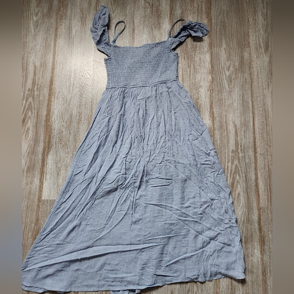 NWT Windsor Just Peachy Keen Off The Shoulder Midi Dress Blue Front Slit Sz M - Picture 12 of 12